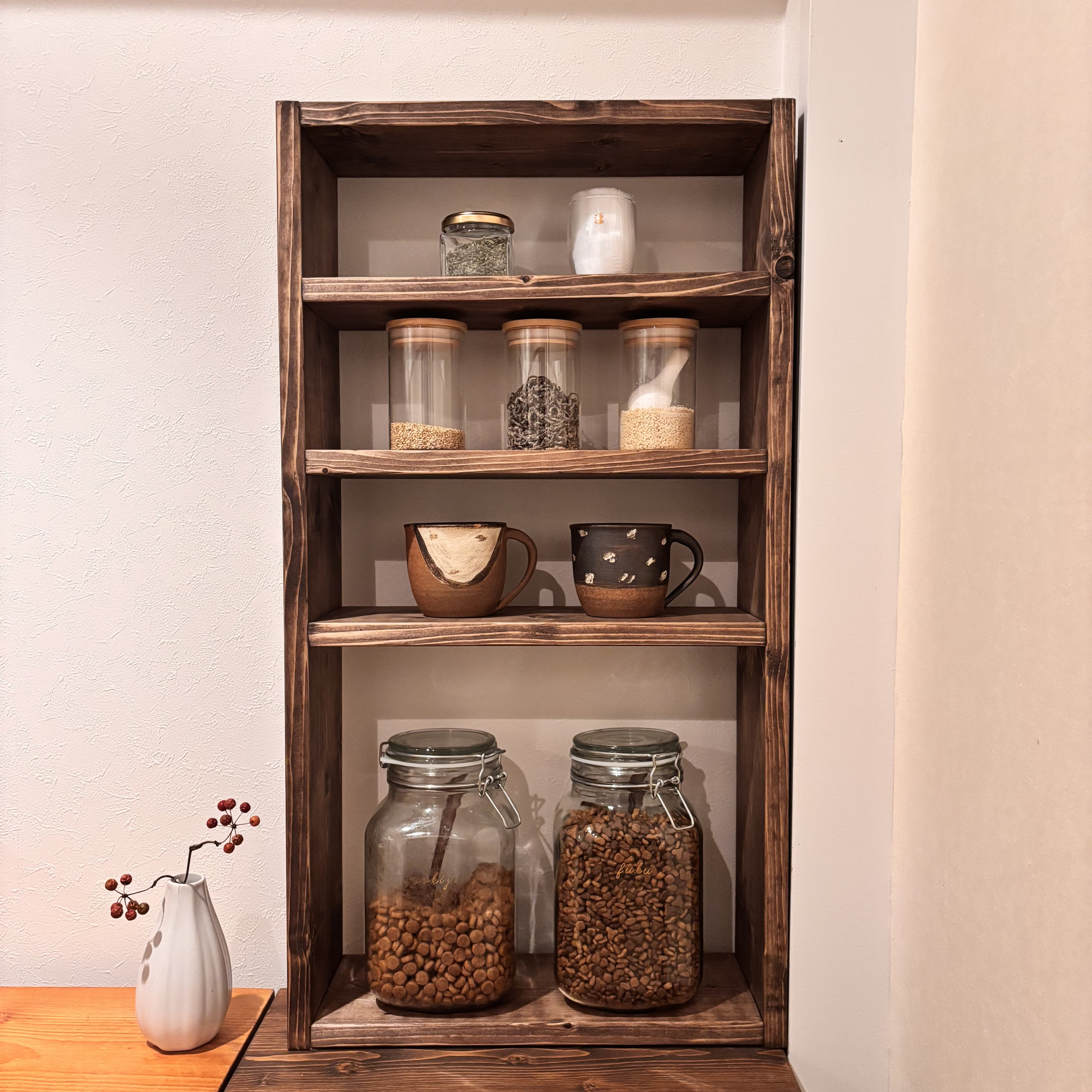 飾り棚☆シェルフ  〖 W400 D140 H700 〗サイズオーダー可☆棚板の増減も可☆ご要望お気軽にご相談ください