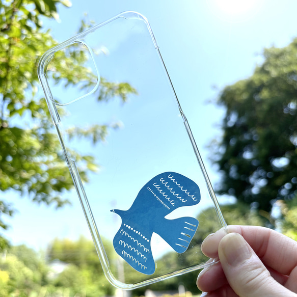 iPhone Android クリアケース 北欧 スマホケース スマホカバー 透明【ブルースカイに恋して】 1枚目の画像