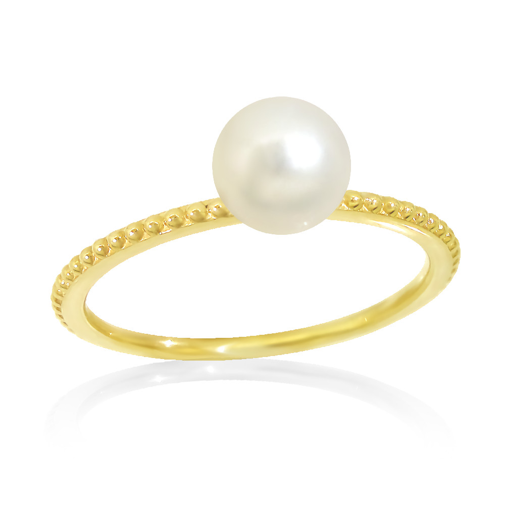 【在庫1点あり】「サイズ10号」K18イエローゴールド 天然 アコヤパール ファッションリング 美輪宝石