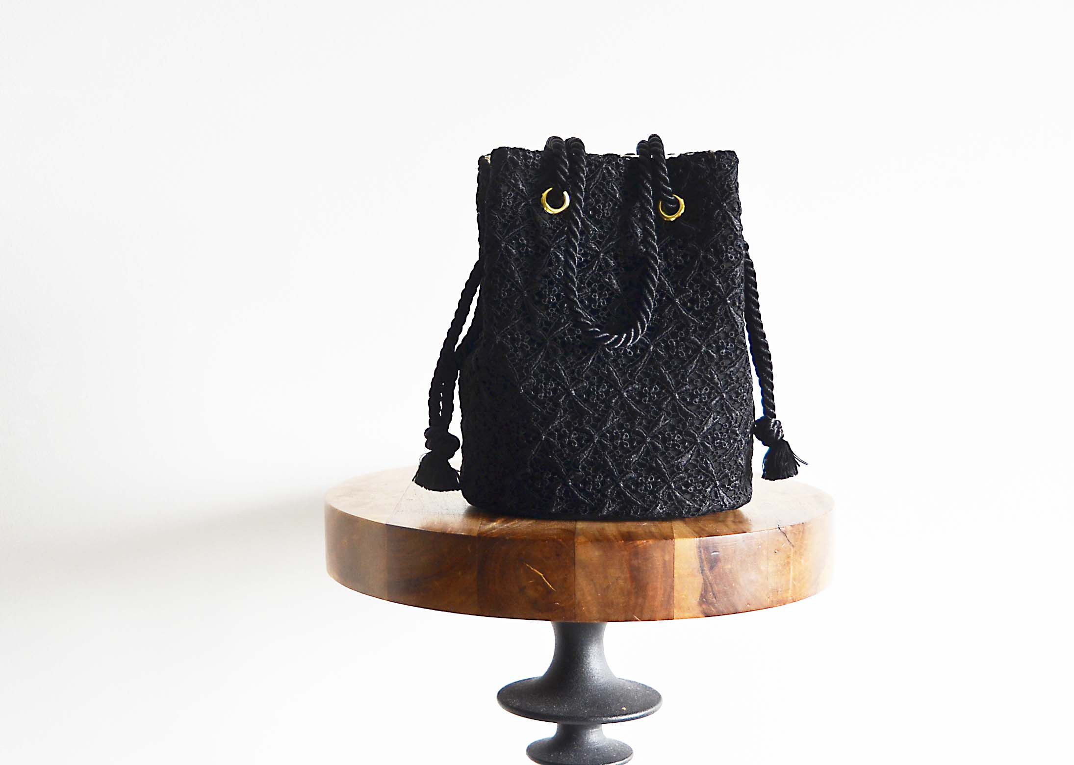 リボンケミカルレース　2way プチマリンバッグ　ブラック　卒業式・入学式・フォーマルやお着物にも◎