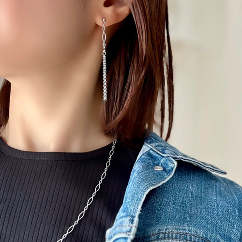 ゴールド あり 華奢 さらさら チェーンタッセル ピアス イヤリング