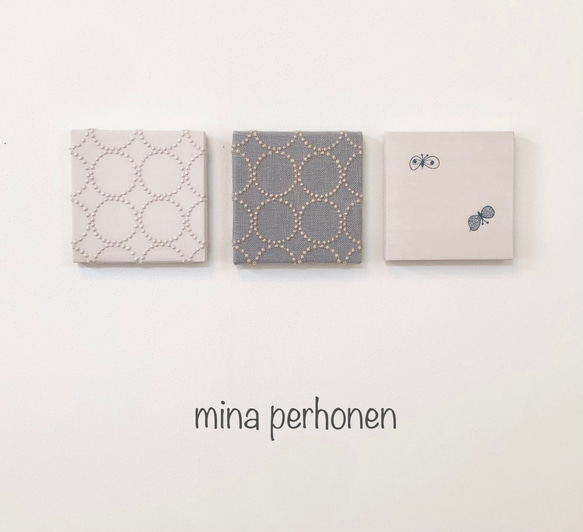 mina perhonen  ミナペルホネン  ファブリックパネル 3点セット ハンドメイド 1枚目の画像
