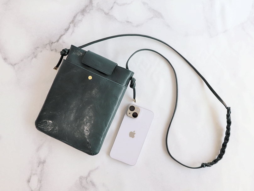 本革 ポシェット Mサイズ(ブルー／オイルレザー)