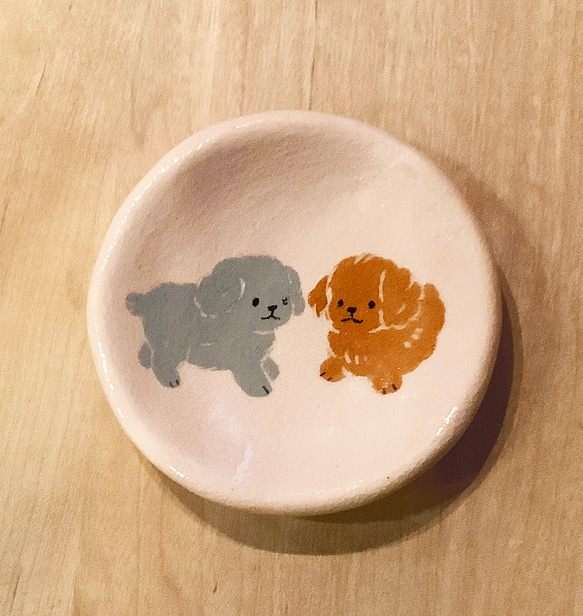 ☆贈り物にも☆ 2025新作 楽焼〚トイプードル〛豆皿 取り皿 トレイ
