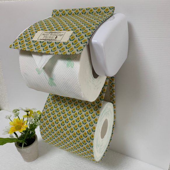 トイレットペーパーホルダーカバー♪リトルフラワー♪イエロー 2枚目の画像