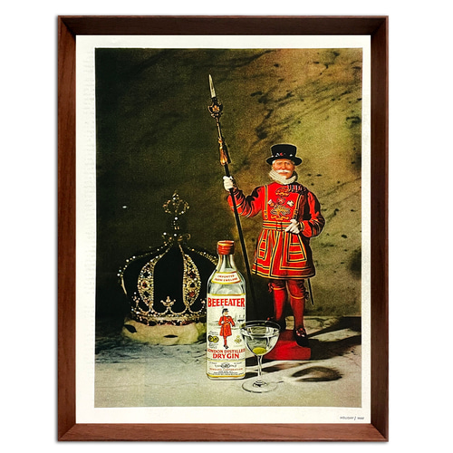 BEEFEATER ビーフィーター ジン パブミラー風ウォールディスプレイ ビーフィーター ジン 1960年代 アメリカ ヴィンテージ 雑誌 広告 額付