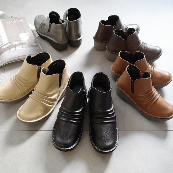 超軽量 くしゅりと寄せたシワが個性的なサイドゴアブーツ/ PO5689