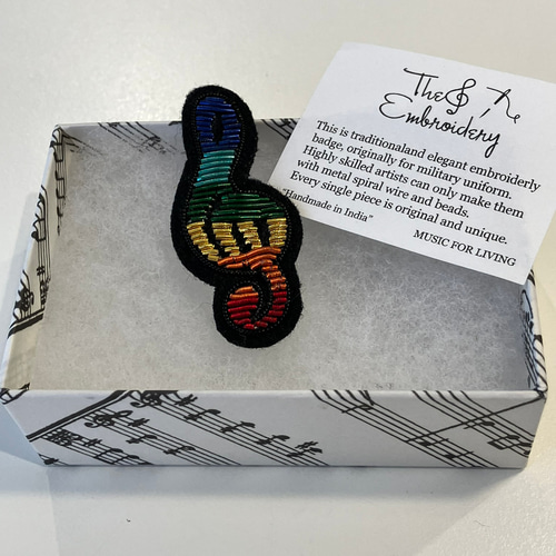 音楽のあるライフスタイル刺繍ブローチ ブローチ Music Craft