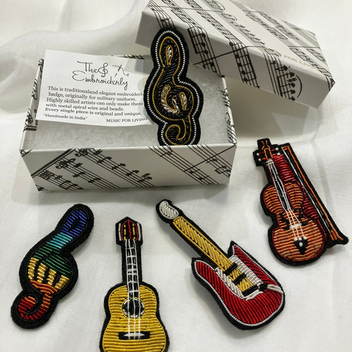 音楽のあるライフスタイル刺繍ブローチ ブローチ Music Craft