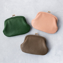 送料無料 小さい財布 革巻き がま口 シュリンクスムース ミニ財布 ガマ口 ガマグチ ボトルグリーン 8枚目の画像