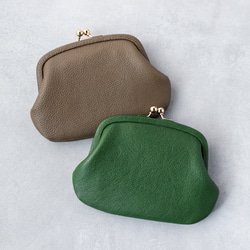 送料無料 小さい財布 革巻き がま口 シュリンクスムース ミニ財布 ガマ口 ガマグチ ボトルグリーン 7枚目の画像