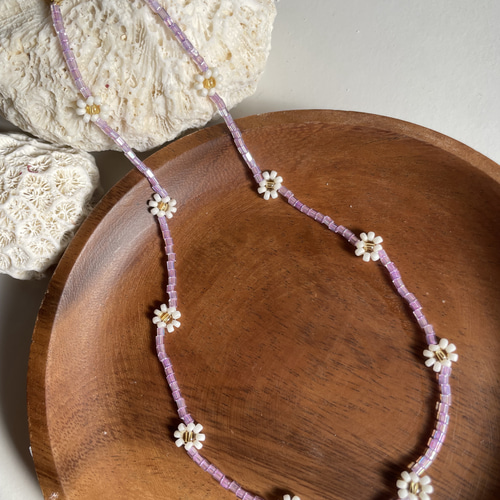 ハンドメイド フラワービーズネックレス 花デイジー キッズ サージカル