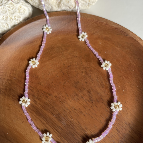 ハンドメイド フラワービーズネックレス 花デイジー キッズ サージカル