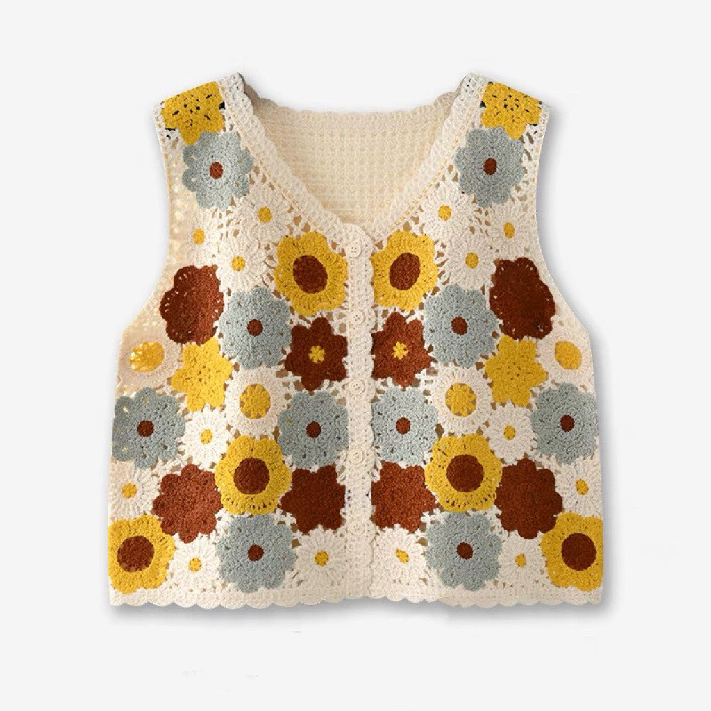 サマー* 透かし彫り* ニットベスト* 春秋*カ-ディガン* 前開き* 薄手*チョッキ*重ね着