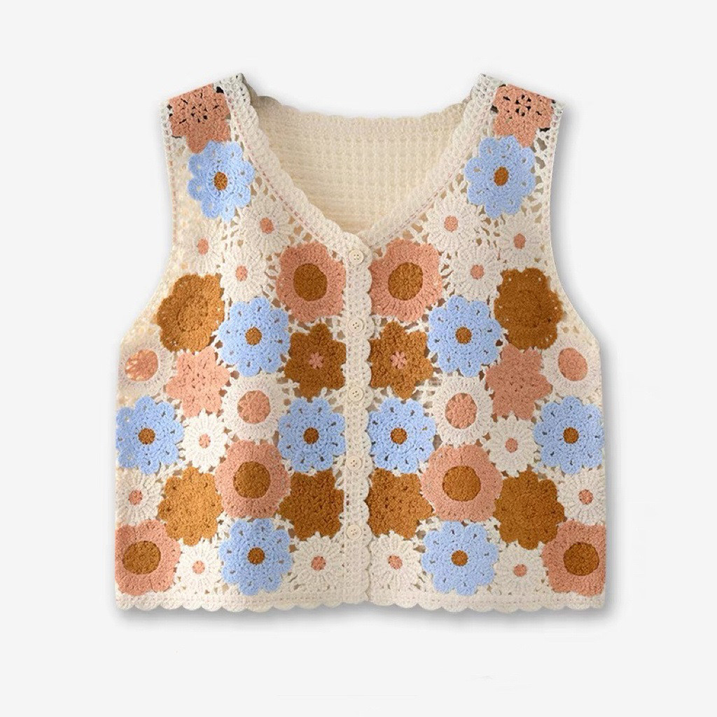 サマー* 透かし彫り* ニットベスト* 春秋*カ-ディガン* 前開き* 薄手*チョッキ*重ね着