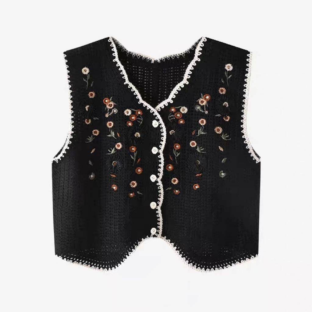 サマー* 透かし彫り* ニットベスト* 春秋*カ-ディガン* 前開き* 薄手*チョッキ*重ね着