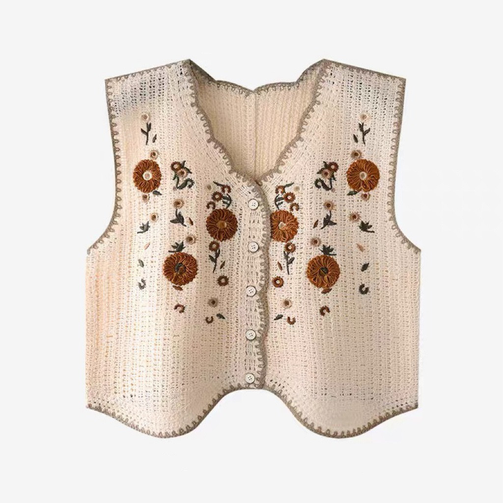 サマー* 透かし彫り* ニットベスト* 春秋*カ-ディガン* 前開き* 薄手*チョッキ*重ね着 5,015円