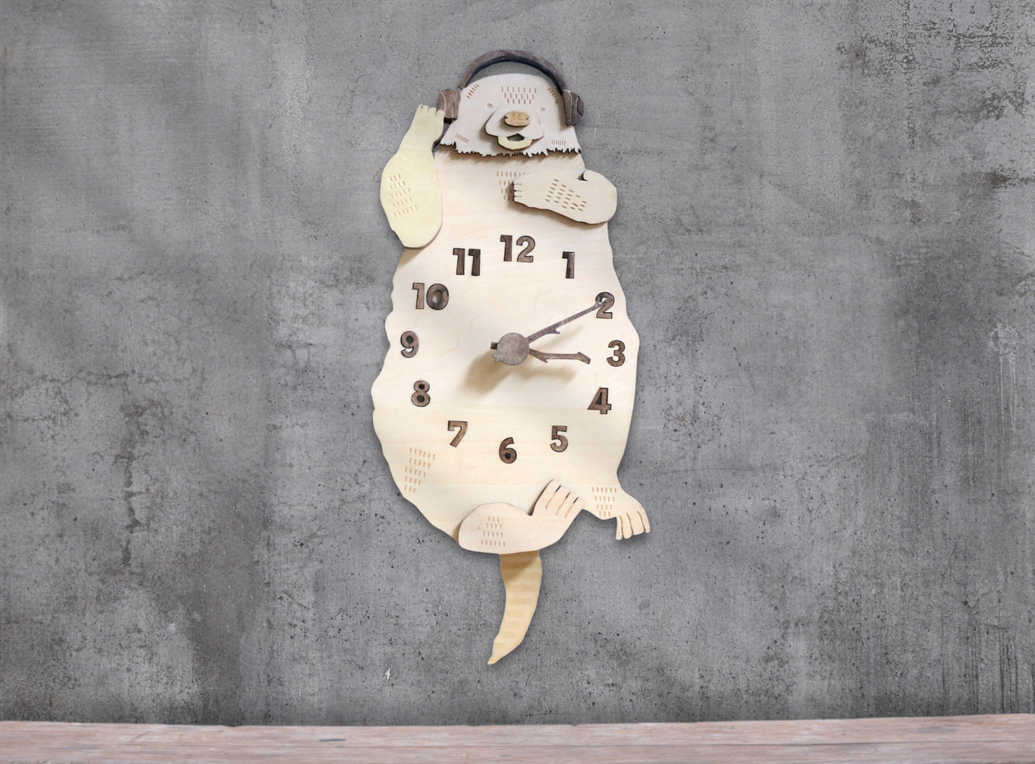 ラッコと一緒に音楽を聴きたくなる レギュラーサイズ 時計 木製 掛け時計 振り子時計