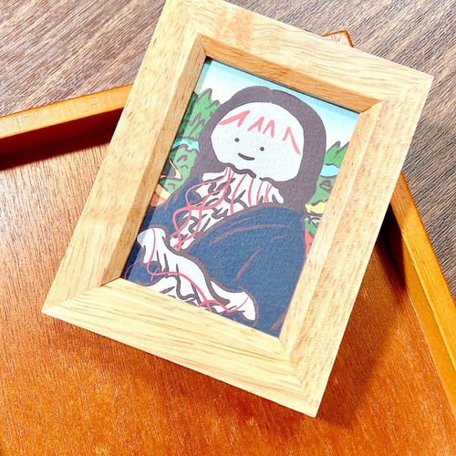 送料無料 手描きイラスト ミニ額4点 ミニ額イラスト09『クラ・リザ』【きのくら屋】 絵画 ころもち杏@きの