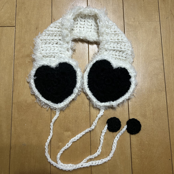 オーダーページ＊　ハンドメイド＊　イヤーマフ ハンドメイド ハート イヤーマフ 編み物 白黒 モノクロ その他
