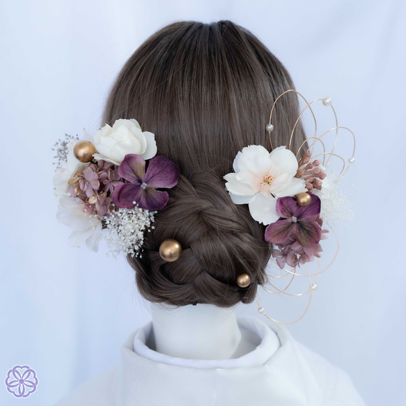 桜×紫 髪飾り SP43 成人式 卒業式 結婚式 振袖 袴 着物 和装 髪かざり