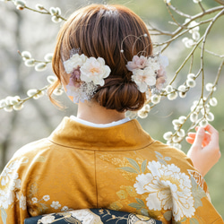 No.57✿藤と薔薇、桜の髪飾り✿　成人式　振袖　和装　前撮り　袴　結婚式　着物 No.57✿藤と薔薇、桜の髪飾り✿ 成人式 振袖 和装 前撮り