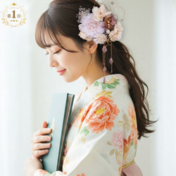 枝垂れ桜とホワイトパールの髪飾り KP71 成人式 卒業式 結婚式