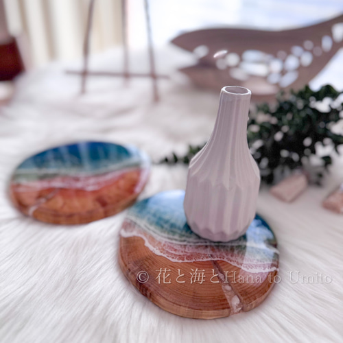 切り株の海色プレート✳︎海レジンアート オーシャンアート その他