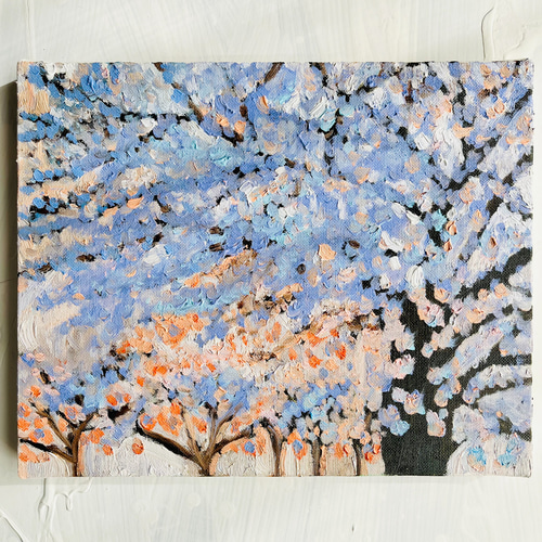 22×27㎝「朝の桜 2025.1-1」油彩・原画・F3 絵画 かいがのみせあかちゃん 通販｜Creema(クリーマ) 18857697