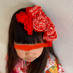 赤 絞り リボン 髪飾り 七五三 成人式 ヘッドドレス その他ヘア