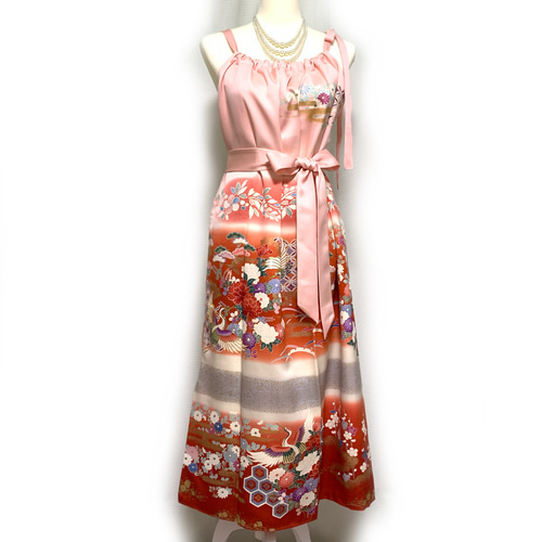 正絹】着物リメイク 豪華振袖ドレス&ショールのセット