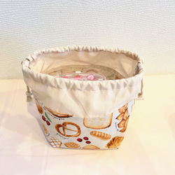 お弁当袋＆コップ袋　2点セット　＼入れやすい広口／　おいしいパン柄　入園入学グッズ 3枚目の画像