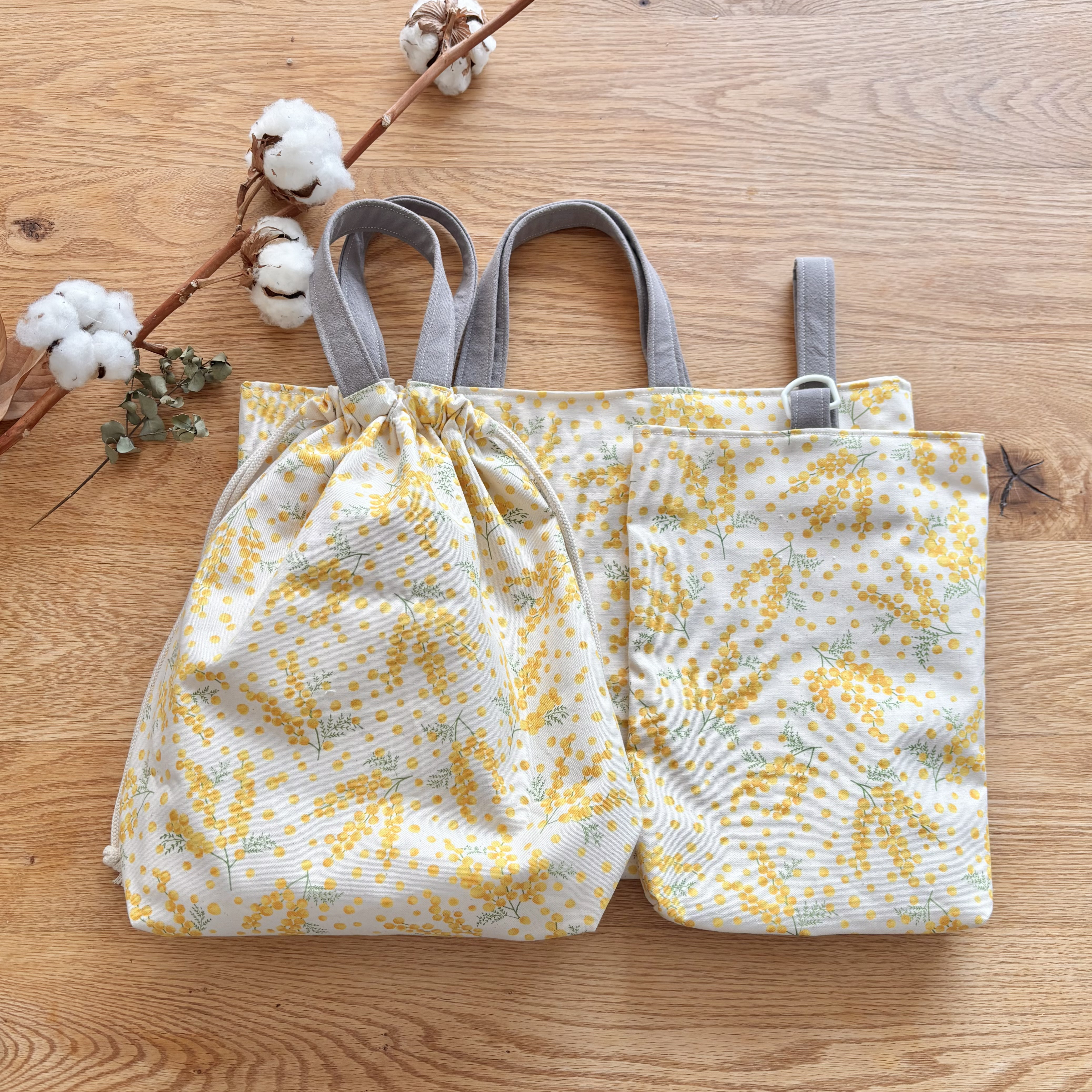 【柄14種】【単品可】入園入学3点セット/ハナマルコ巾着（上履き袋、体操袋）とレッスンバッグ