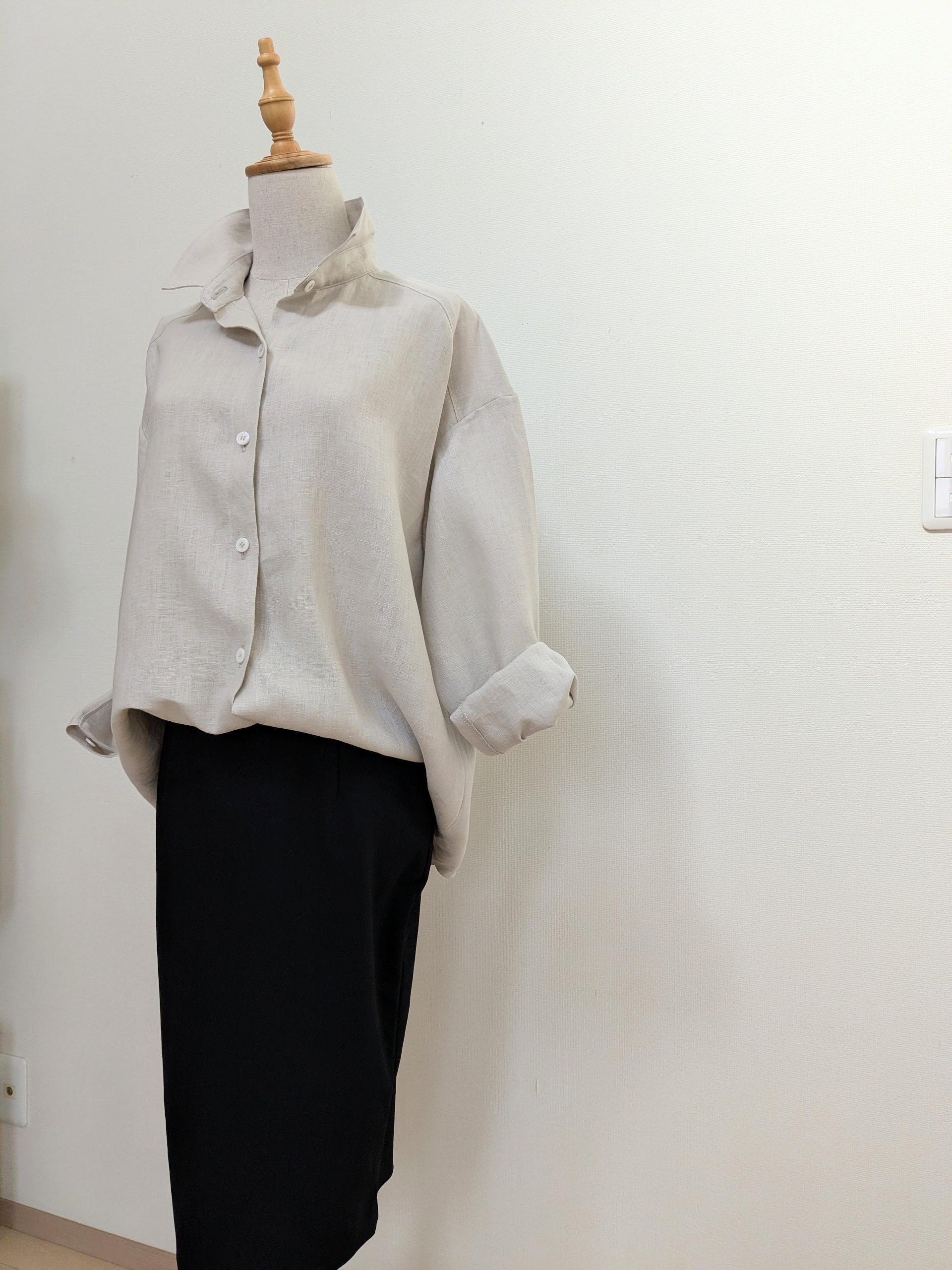 【新色】大人気　リネンシャツ　アースカラー　ダークアイボリー　春夏　オーバーサイズ　美人シャツ　サマーカラー