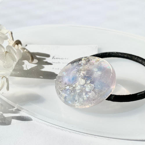 タケコブター様 レジンヘアゴム 大きめ キジ白猫ちゃん 花かんむりNo