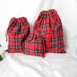 巾着袋】3サイズ展開*タータンチェック 巾着袋 345.com 通販 18858957