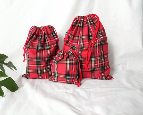 チェック柄巾着袋 Amazon.co.jp: cottonNINA 巾着袋5枚セット 両絞りタイプ サイズ5種類