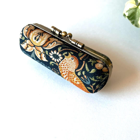 がま口 印鑑ケース  ウィリアムモリス　ブルー 2枚目の画像