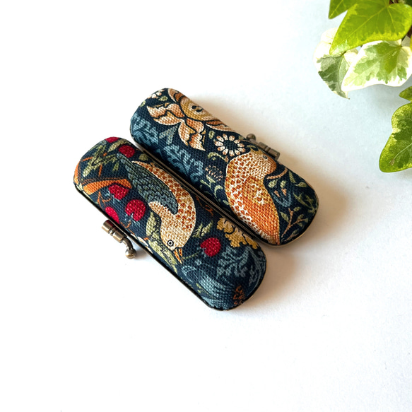 がま口 印鑑ケース  ウィリアムモリス　ブルー 4枚目の画像