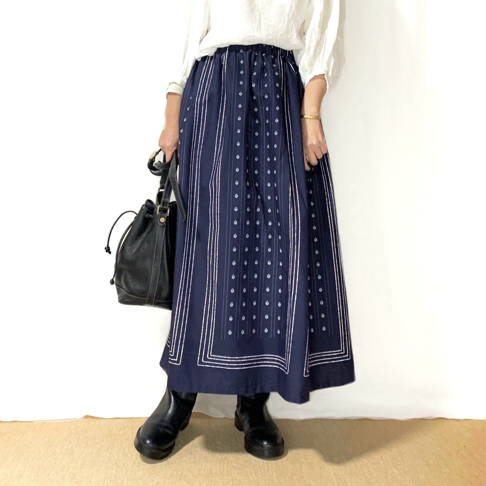 Old country styleIＩＥＮ ORIGINAL ロングスカート(NAVY)