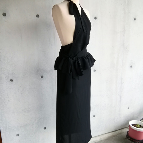 日本製】《S～3L》ブラック茶道お稽古用エプロン 普段使いでもかわいい
