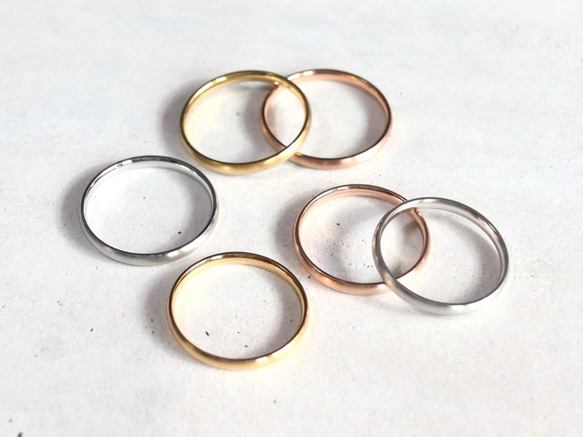☆1号単位で選べる指輪☆輝くマットカラー サージカルステンレス【極細 3color rings】 1枚目の画像