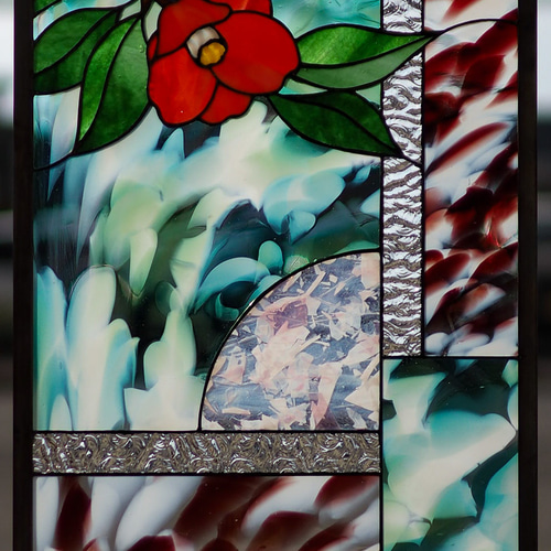 椿 C 」ステンドグラス・窓辺にちょこんとシリーズ サンキャッチャー