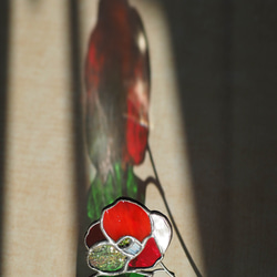 「　椿　C 」ステンドグラス・窓辺にちょこんとシリーズ 2枚目の画像