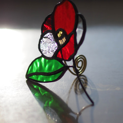 「　椿　C 」ステンドグラス・窓辺にちょこんとシリーズ 3枚目の画像