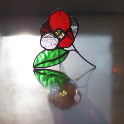 「　椿　C 」ステンドグラス・窓辺にちょこんとシリーズ 6枚目の画像