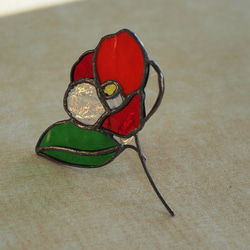 「　椿　C 」ステンドグラス・窓辺にちょこんとシリーズ 5枚目の画像