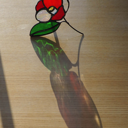 「　椿　C 」ステンドグラス・窓辺にちょこんとシリーズ 4枚目の画像