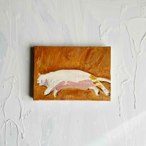 16×23㎝「優しい猫」油彩・原画・サムホールサイズ 絵画 かいが