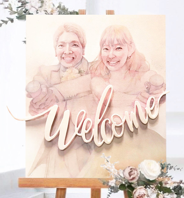 特別な記念日に！キャンバスに手描きならではのあたたかいウェルカムボードを作成します！